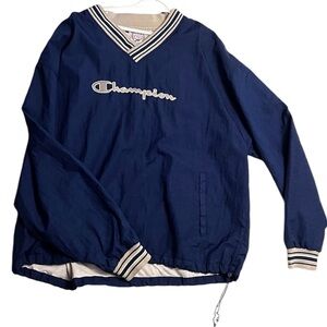 Men’s Vintage Champion V-Neck Pullover Windbreaker Sweatshirt